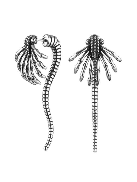 Alien Facehugger Earrings for Men Women Stainless Steel Retro Gothic Punk Xenomorph Insect Stud Earring Biker Party Jewelry Gift