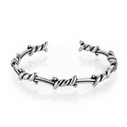 HZMAN Barbed Wire Bracelet for Men Retro Gothic Punk Stainless Steel Thorns Cuff Bracelet Jewelry Gift