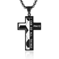 thumbnail image 1 of HZMAN Basketball Football Soccer Cross Pendant, I CAN DO ALL THINGS STRENGTH Bible Verse Stainless Steel Necklace (Soccer Black), 1 of 7
