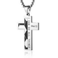 thumbnail image 1 of HZMAN Basketball Football Soccer Cross Pendant, I CAN DO ALL THINGS STRENGTH Bible Verse Stainless Steel Necklace (Soccer Silver), 1 of 7