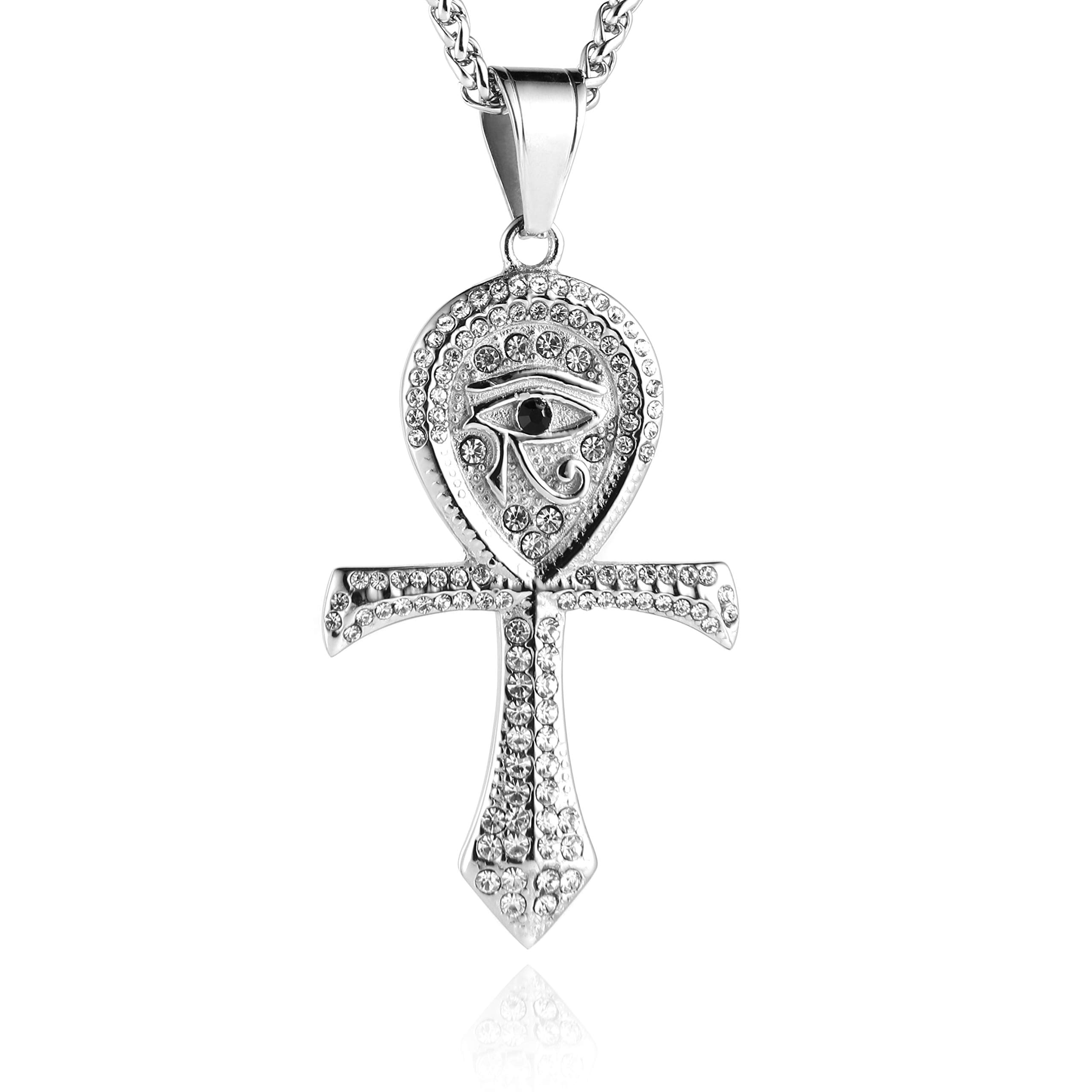 5-10pcs/lot 54*23mm Large Size CZ Paved Egypt Eyes of Horus Ankh Cross Charms for Necklace Bracelet Marking | Charms | Charms Beads Beyond 10pcs / Mix