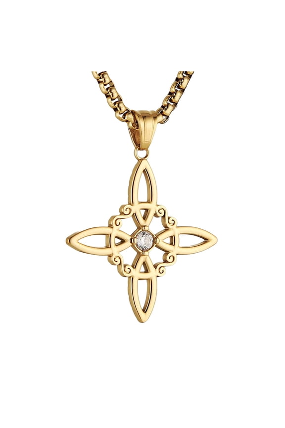 Celtic Knot Necklace for Men Women Stainless Steel Retro Irish Witch Knot Pendant Jewelry Gift