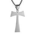 thumbnail image 1 of HZMAN Christian Tau Tao Cross Franciscan Stainless Steel Pendant Necklacee 22+2 Inch, 3 Colors, 1 of 6