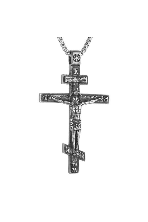 Eastern Orthodox Cross Necklace for Men Retro Religious Jesus Crucifix Byzantine Cross Christian Pendant Necklace Jewelry Gift
