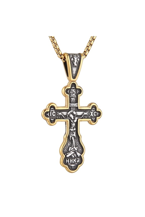 Eastern Orthodox Cross Necklace for Men Women Religious Jesus Crucifix Byzantine Cross Christian Pendant Jewelry Gift