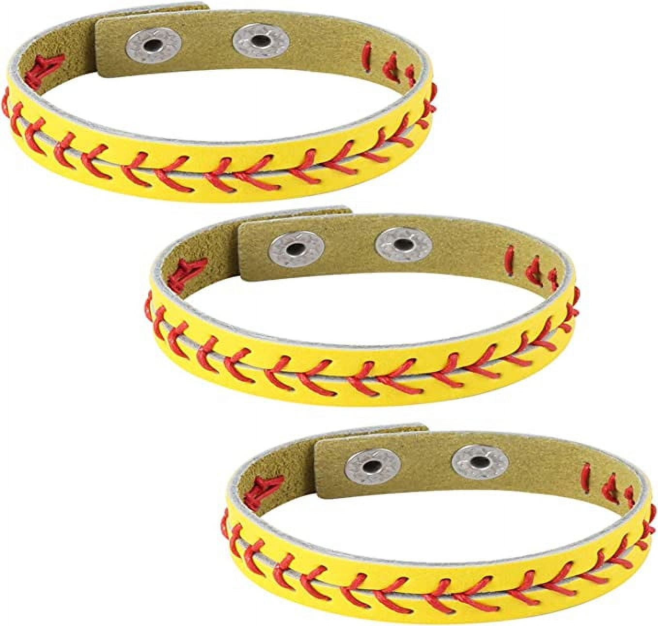 HZMAN Genuine Leather Baseball Bracelets by Athletes Bangle Cuff