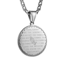 HZMAN Gold Plated Stainless Steel Lords Prayer Praying Hands Coin Medal Pendant for Men Women Bible Verse Necklace Figaro Chain Jewelry