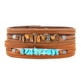 thumbnail image 1 of HZMAN Leather Bracelet for Men Women Handmade Braided Rope Multilayer Wrap Turquoise Tiger Eye Stone Button Bangle Bracelet Jewelry Gift, 1 of 6