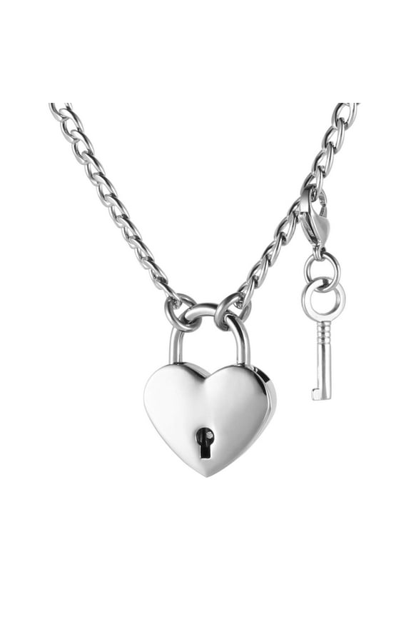 Lover Heart Padlock Necklace Padlock Collar Choker for Men Women with Lock and Key 24 Inch (Heart-shaped)