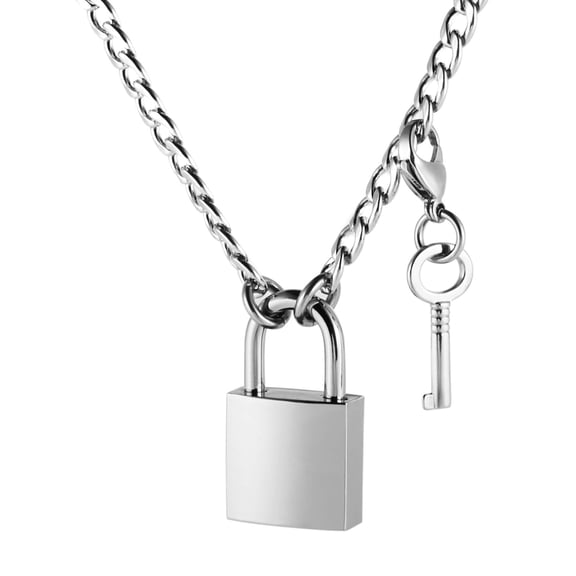 HZMAN Lover Heart Padlock Necklace Padlock Collar Choker for Men Women with Lock and Key 24 Inch (Square)