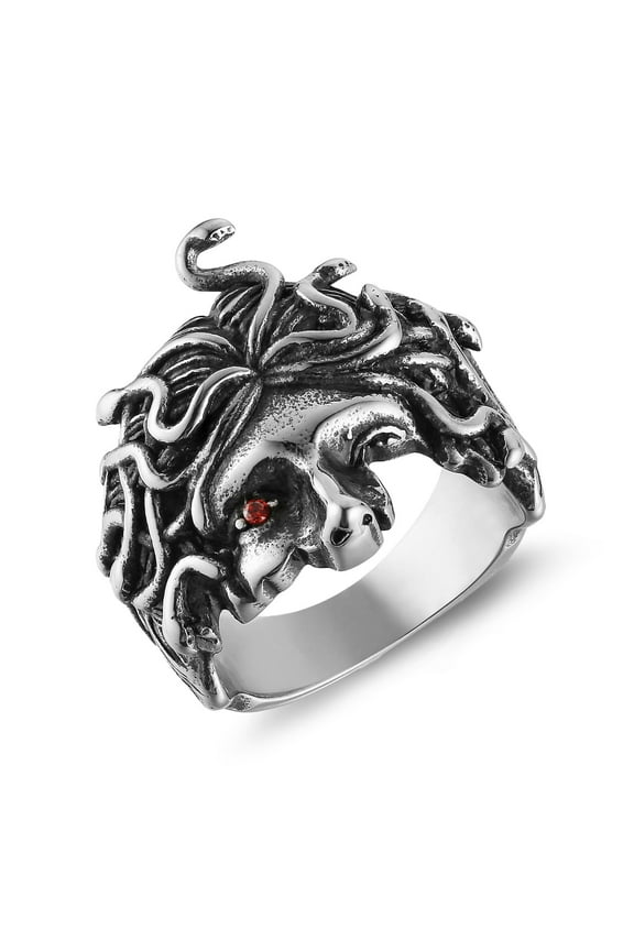 Medusa Ring for Men Women Stainless Steel Gothic Punk Gorgon Ring Retro Greek Mythology Medusa Snake Ring Jewelry Gift (Size,9)