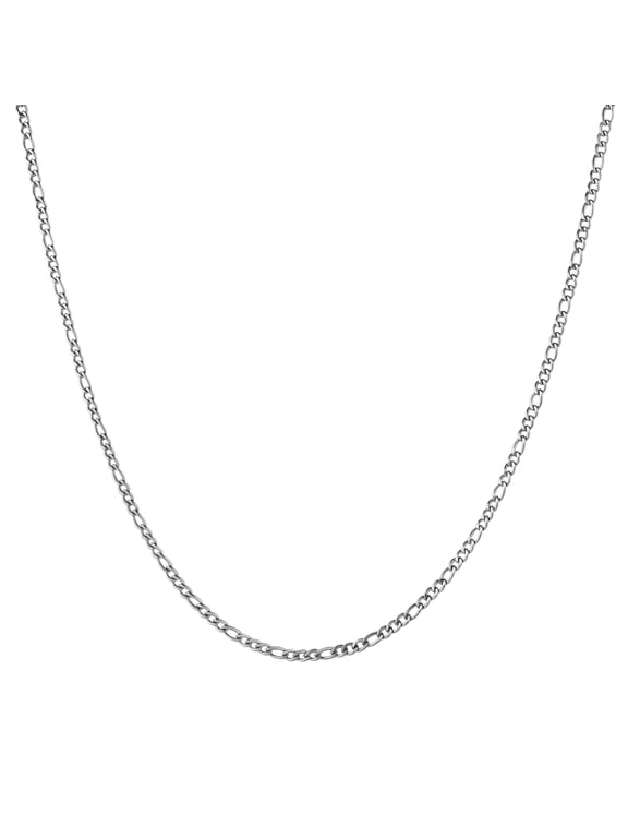 Men Women 24k Real Gold Plated Figaro Chain Stainless Steel Necklace, Wide 3mm 5mm 7mm 9mm (18inches)