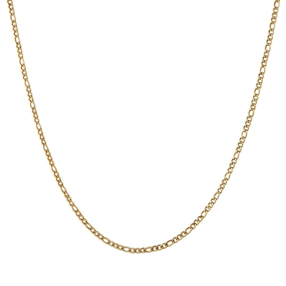 HZMAN Men Women 24k Real Gold Plated Figaro Chain Stainless Steel Necklace, Wide 3mm 5mm 7mm 9mm (24inches)