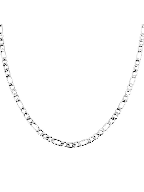 Men Women 24k Real Gold Plated Figaro Chain Stainless Steel Necklace, Wide 3mm 5mm 7mm 9mm