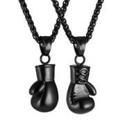 HZMAN Boxing Glove Cross Pendant, I CAN DO ALL THINGS STRENGTH Bible Verse Stainless Steel Necklace 22+2" Chain