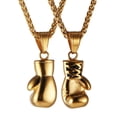 thumbnail image 1 of HZMAN Men Women Punk Stainless Steel Boxing Glove Chain Pendant Necklace (Gold), 1 of 6