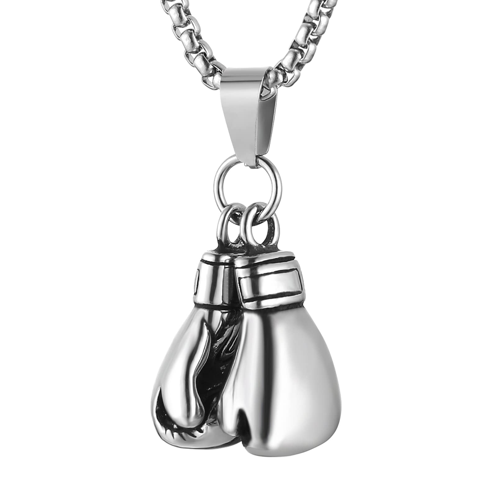 Hzman Men Women Stainless Steel Boxing Glove Pendant Necklace, Silver ...