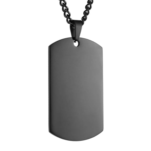 HZMAN Mens High Polishing Stainless Steel Dog Tag Pendant Necklace 22+2 Inch Link Chain (Black)