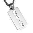 thumbnail image 1 of HZMAN Mens Stainless Steel Razor Blade Model Dog Tag Pendant Hip Hop Necklace,22+2" Chain (Silver), 1 of 6