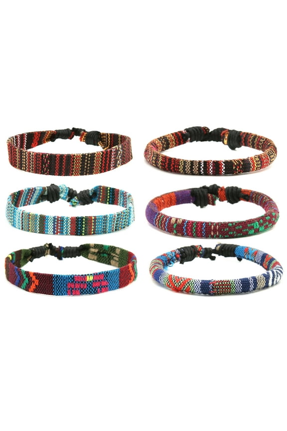 Mix 6 Wrap Bracelets Men Women, Hemp Cords Ethnic Tribal Bracelets Wristbands (Mix 6 Wrap)
