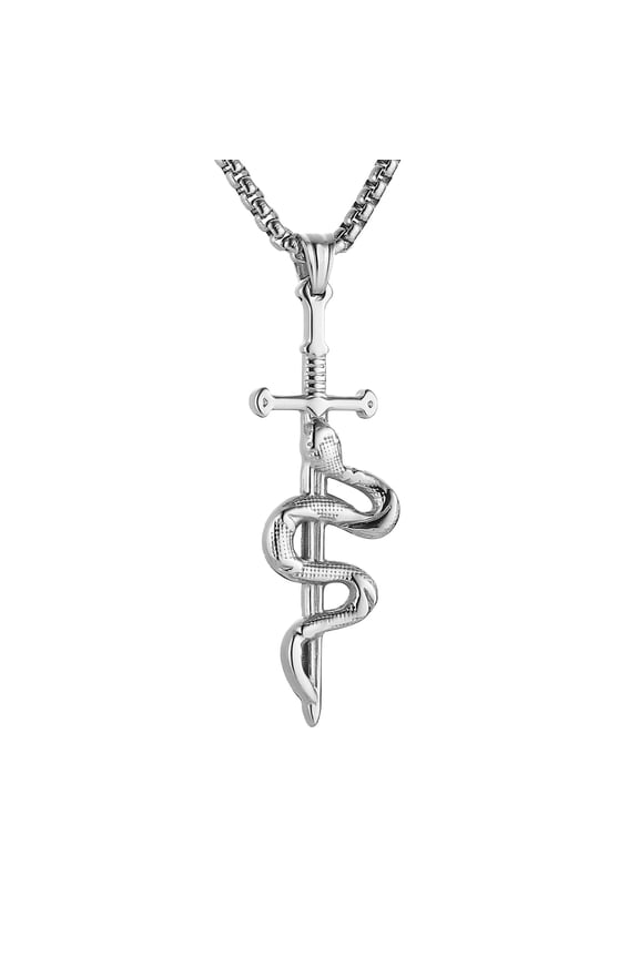 Punk Snake Cross Necklace for Men Stainless Steel Pendant Gothic Gift