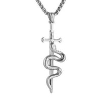 HZMAN Punk Snake Cross Necklace for Men Stainless Steel Pendant Gothic Gift