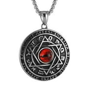 HZMAN Red Eyes Talisman Seal Solomon Six-Pointed Star 12 Constellation Pendant Stainless Steel Necklaces