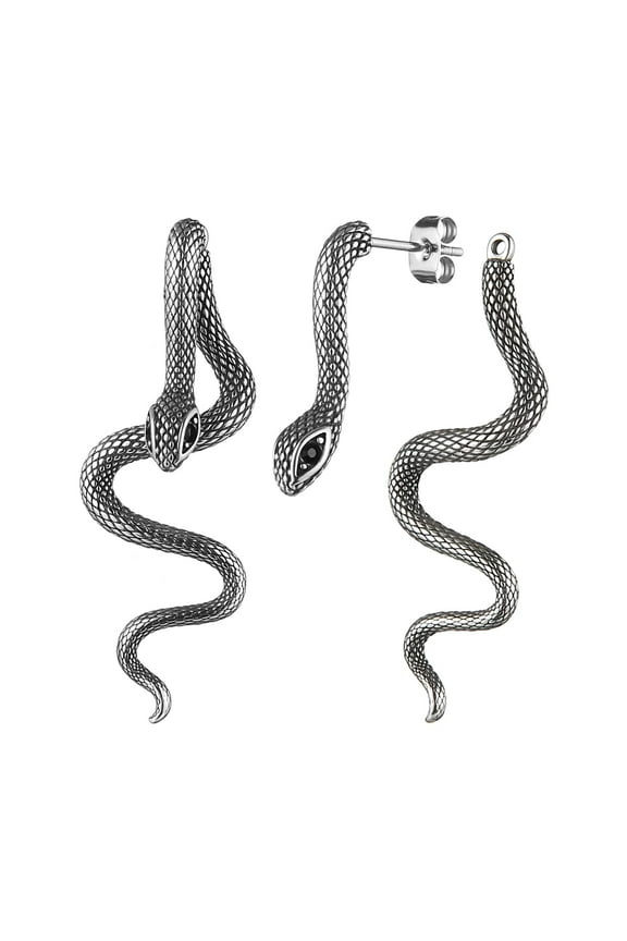 Retro Snake Earrings for Women Stainless Steel Gothic Punk Snake Stud Earring Biker Party Jewelry Gift