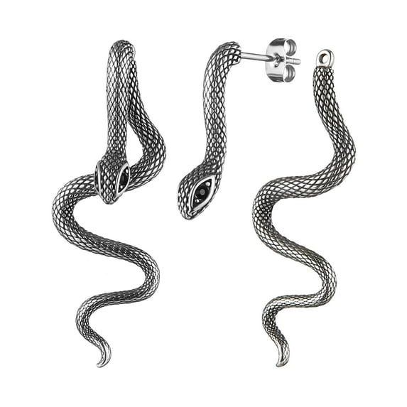 HZMAN Retro Snake Earrings for Women Stainless Steel Gothic Punk Snake Stud Earring Biker Party Jewelry Gift