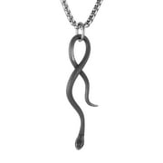 HZMAN Retro Snake Necklace for Men Women Stainless Steel Gothic Punk Hip Hop Animal Snake Pendant Biker Party Jewelry Gift Silver