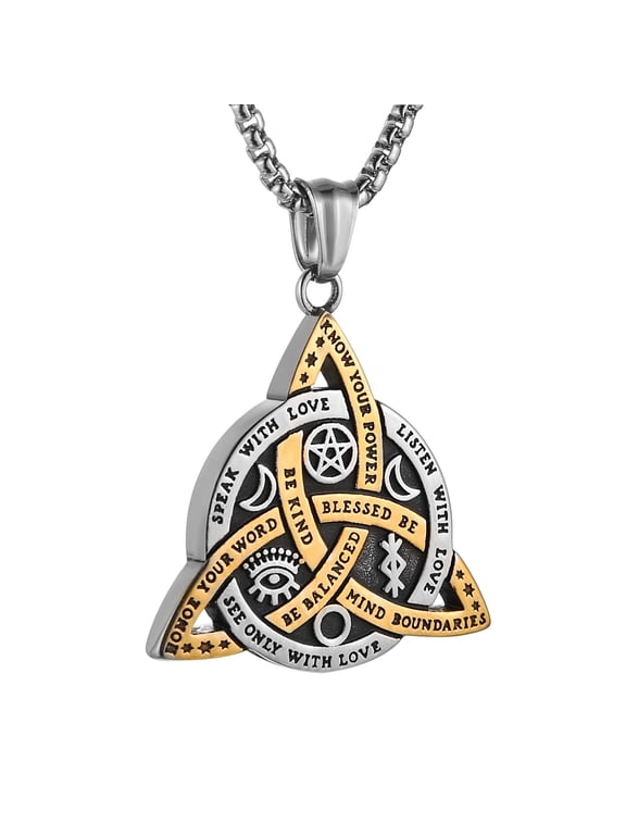 Stainless Steel Celtic Witches Trinity Knot Necklace