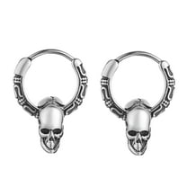 HZMAN Stainless Steel Goth Punk Style Skull Drop Earrings Pendant for Men