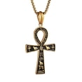 thumbnail image 1 of HZMAN Stainless Steel Large Ankh Cross Pendant Ancient Egyptian Hieroglyphic Symbol 22+2 Inch Chain（Gold-Big）, 1 of 8