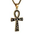 thumbnail image 1 of HZMAN Stainless Steel Large Ankh Cross Pendant Ancient Egyptian Hieroglyphic Symbol 22+2 Inch Chain (Gold-Small), 1 of 7