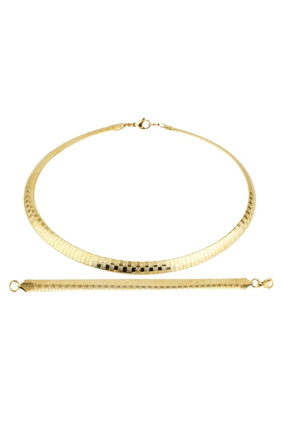 Stainless Steel Omega Chain 8mm Solid 18 inch Necklace and 8.5 inch Bracelet Set