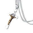 thumbnail image 1 of HZMAN Stainless Steel Saint St St. Benedict Crucifix Cross Pendants Necklace INRI (Gold & Silver), 1 of 7