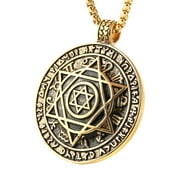 HZMAN Talisman Seal Solomon Six-pointed Star 12 Constellation Pendant stainless steel Necklaces 22+2 Chain