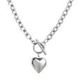 thumbnail image 1 of HZMAN Women Stainless Steel Heart Pendant Chunky Cuban Chain Link Toggle Clasp Necklace, 1 of 7