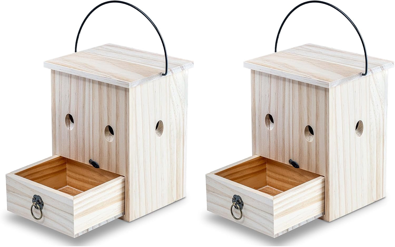 HZMSYQ 2 PCS Carpenter Bee Trap for Outside,Cabin Style Natural Hanging Wood Carpenter Bee Traps Outdoor, Best Bee Trap for House Protection Insect Traps with Removable Collection Vault
