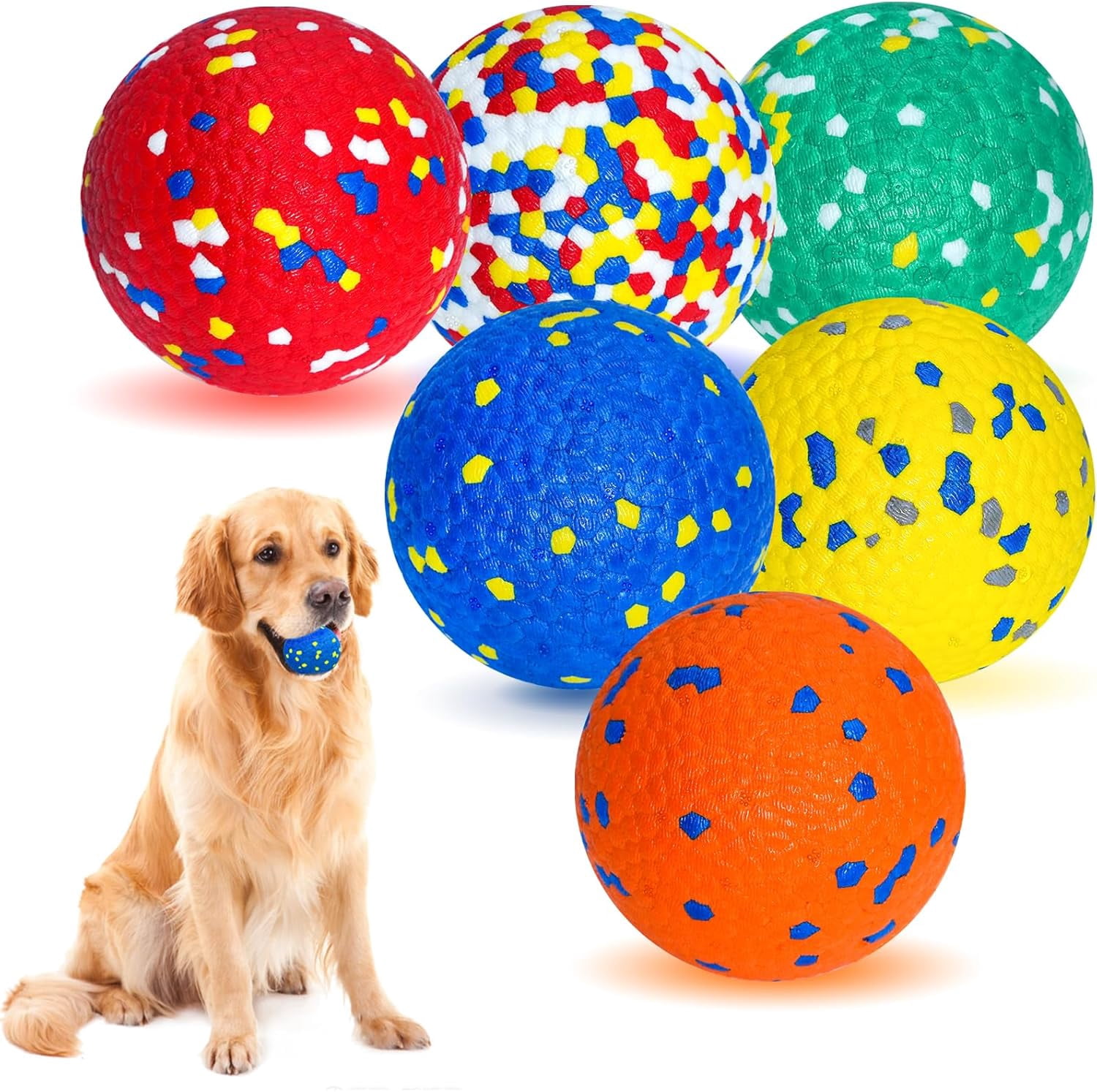 HZMSYQ 6 Pcs Dog Balls for Aggressive Chewers, Indestructible Pet Toys, Soft Bouncy Floating Tennis Balls for Training, Fetch & Water Play, for Small Medium Large Dogs to Keep Them Busy