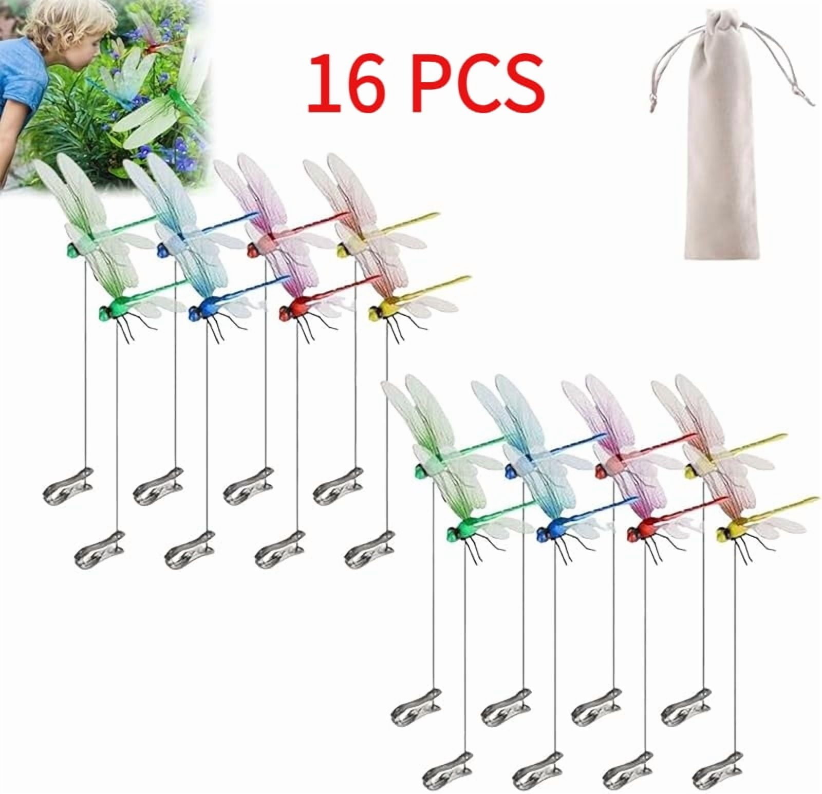 HZMSYQ Dragonfly Clip Bug Repellent, Fake Dragon Fly Hat Clips, 3D Dragonfly Garden Stakes Decor, Realistic Humming Bird Stakes, Artificial Clip-On Fly Deterrent for Indoor Outdoors