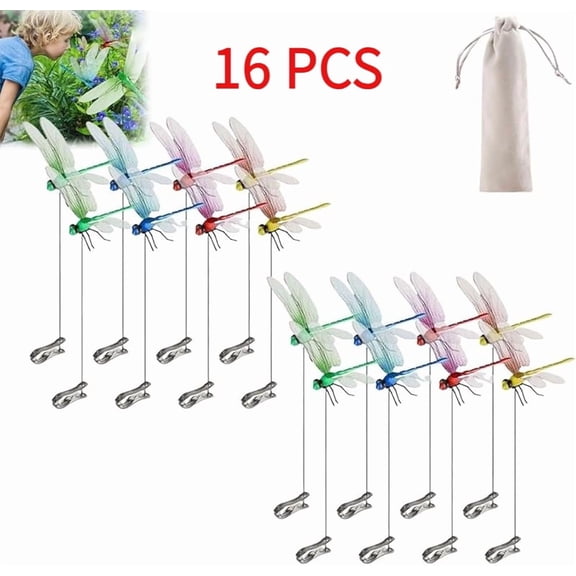 HZMSYQ Dragonfly Clip Bug Repellent, Fake Dragon Fly Hat Clips, 3D Dragonfly Garden Stakes Decor, Realistic Humming Bird Stakes, Artificial Clip-On Fly Deterrent for Indoor Outdoors