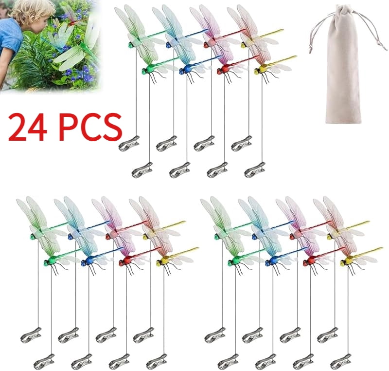 HZMSYQ Dragonfly Clip Bug Repellent, Fake Dragon Fly Hat Clips, 3D Dragonfly Garden Stakes Decor, Realistic Humming Bird Stakes, Artificial Clip-On Fly Deterrent for Indoor Outdoors