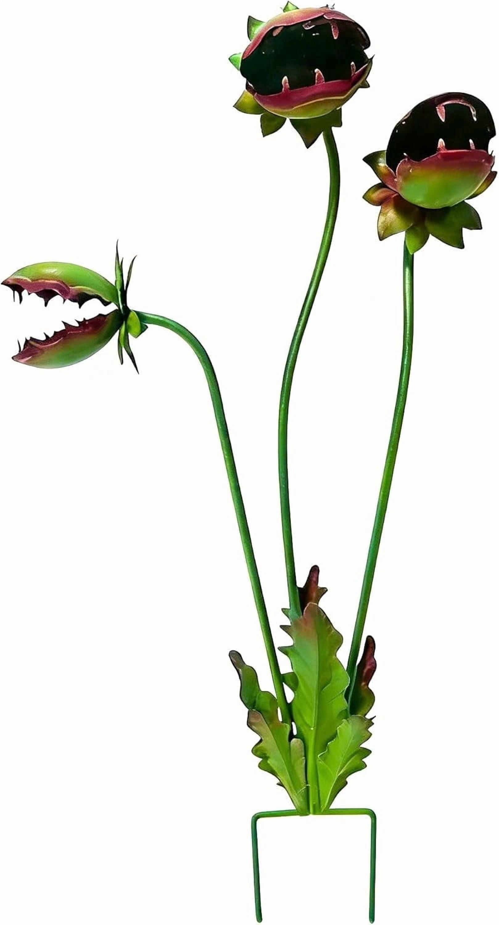 HZMSYQ Metal Carnivorous Plant Garden Stake,Handmade Whimsical Flytrap Yard Art, Whimsical Flower Outdoor Sculpture for Garden Patio Lawn Seasonal Yard Decor