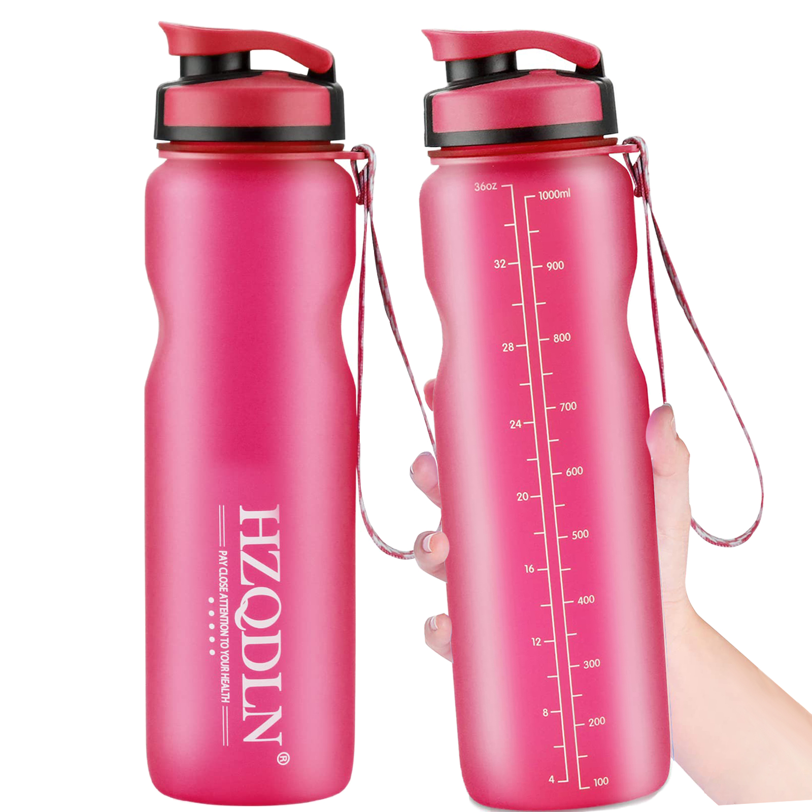 HZQDLN 36oz Sports Water Bottle, BPA Free & Frosted Tritan Plastic