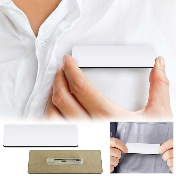 HZRSLY Blank Name Tags with Pins, Customizable ID Badges for Office and Events, Durable Plastic Name Cards with Clips, Elegant Staff and Participant Labels