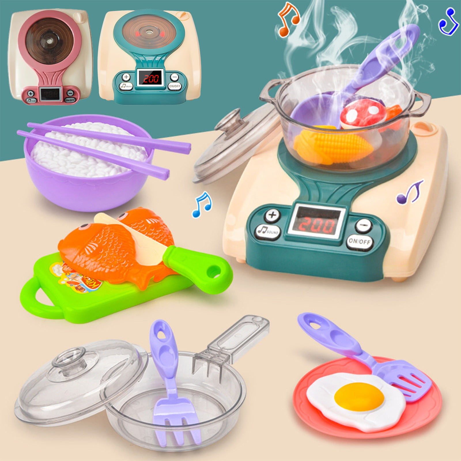 HZRSLY Cooking Playsets Kitchen Toy Set, Little Chef Pretend Play Kit ...