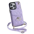 thumbnail image 1 of HZSY.Mobile phone case suitable for iPhone 15 Pro Max card slot protective cover crossbody mobile phone leather case-Light Purple, 1 of 5