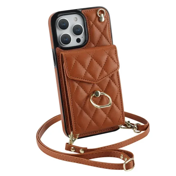 HZSY.Mobile phone case suitable for iPhone XS Max card slot protective cover crossbody mobile phone leather case-Brown