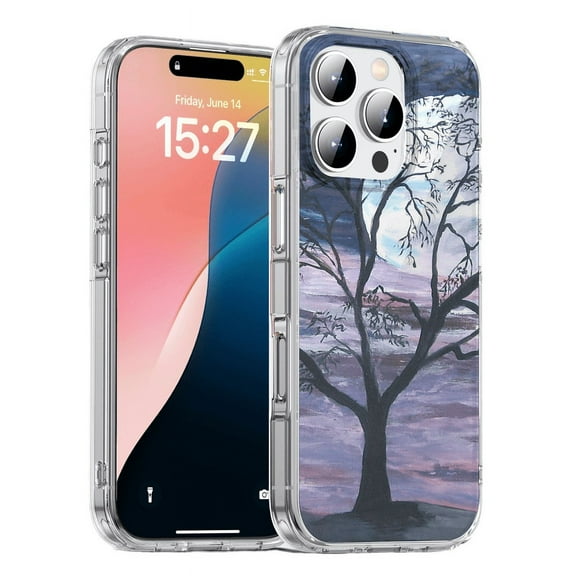 HZSY.Protective cell Phone Case for iPhone XR - Printed Moon and tree
